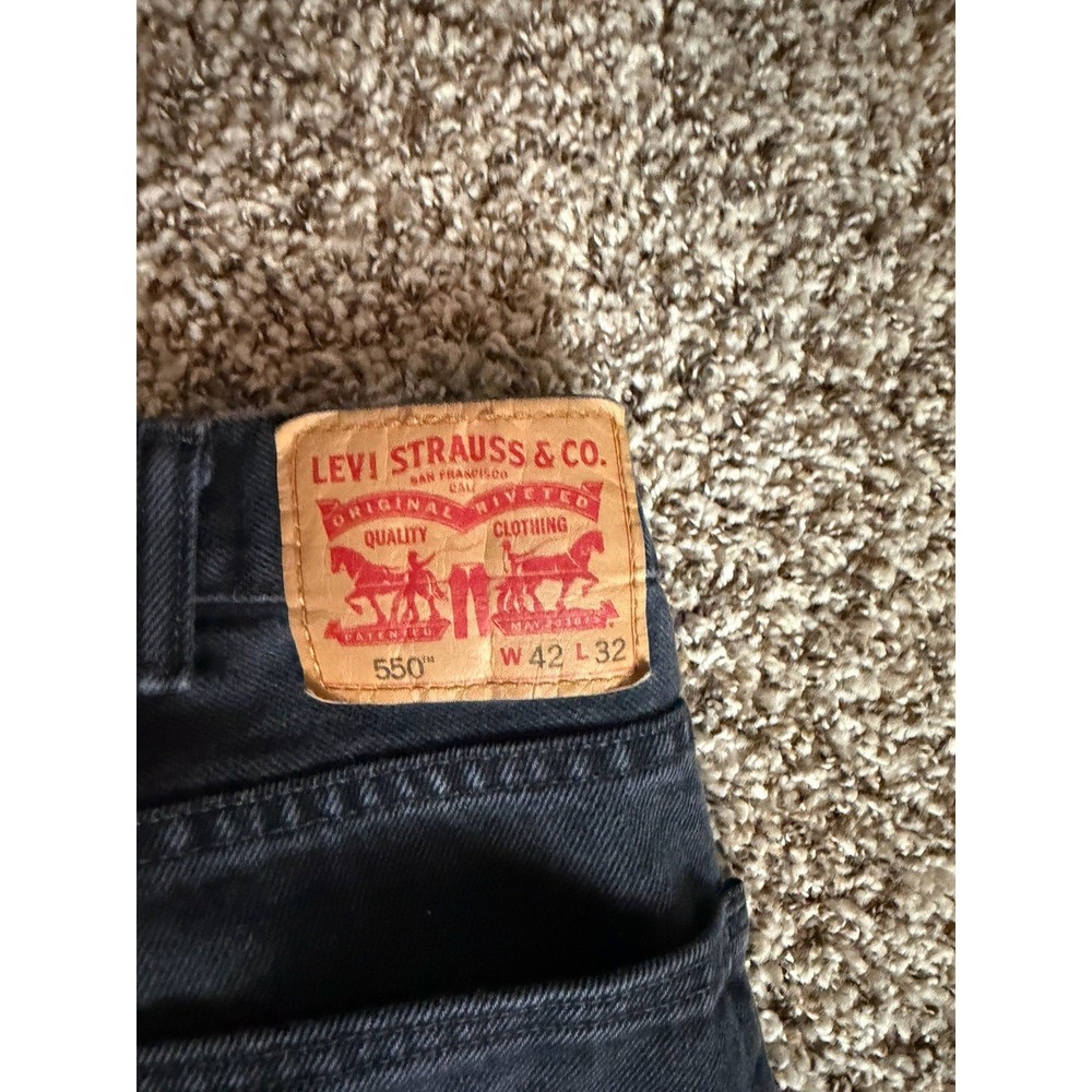 Levi's 550 Relaxed Fit Jeans Mens 42x32(38x30) Black Denim Classic Straight - Picture 5 of 6